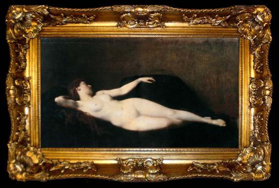 framed  Jean-Jacques Henner Woman on a black divan,, ta009-2